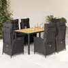 Image de vidaXL Ensemble à manger de jardin coussins 7pcs Noir Résine tressée