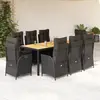 Image de vidaXL Ensemble à manger de jardin 9pcs coussins noir résine tressée