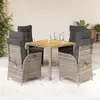 Image de vidaXL Ensemble à manger de jardin 5 pcs coussins gris résine tressée