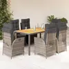 Image de vidaXL Ensemble à manger de jardin et coussins 7 pcs gris rotin