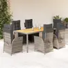 Image de vidaXL Ensemble à manger de jardin et coussins 7 pcs gris rotin