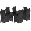 Image de vidaXL Ensemble à manger de jardin coussins 7pcs Noir Résine tressée