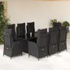 Image de vidaXL Ensemble à manger de jardin 9pcs coussins noir résine tressée