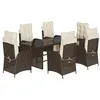 Image de vidaXL Ensemble à manger de jardin et coussins 7 pcs marron rotin