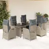 Image de vidaXL Ensemble à manger de jardin et coussins 7 pcs gris rotin