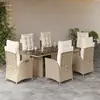 Image de vidaXL Ensemble à manger de jardin et coussins 7 pcs beige poly rotin