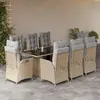 Image de vidaXL Ensemble à manger de jardin et coussins 9 pcs mélange beige