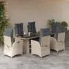 Image de vidaXL Ensemble à manger de jardin et coussins 7 pcs gris clair rotin