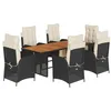 Image de vidaXL Ensemble à manger de jardin coussins 7pcs Noir Résine tressée