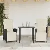 Image de vidaXL Ensemble à manger de jardin avec coussins 3 pcs Noir