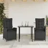 Image de vidaXL Ensemble à manger de jardin avec coussins 3 pcs Noir