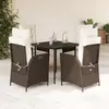 Image de vidaXL Ensemble à manger de jardin 5 pcs et coussins marron poly rotin