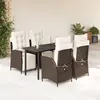 Image de vidaXL Ensemble à manger de jardin 5 pcs et coussins marron poly rotin