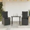 Image de vidaXL Ensemble à manger de jardin 3 pcs coussins gris résine tressée