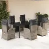 Image de vidaXL Ensemble à manger de jardin et coussins 7 pcs gris rotin