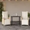 Image de vidaXL Ensemble à manger de jardin et coussins 3 pcs Beige poly rotin