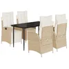 Image de vidaXL Ensemble à manger de jardin avec coussins 5pcs Beige poly rotin