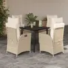 Image de vidaXL Ensemble à manger de jardin avec coussins 5pcs Beige poly rotin