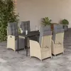 Image de vidaXL Ensemble à manger de jardin coussins 5 pcs mélange beige rotin