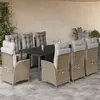 Image de vidaXL Ensemble à manger de jardin et coussins 9 pcs mélange beige