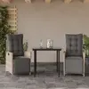 Image de vidaXL Ensemble à manger de jardin 3pcs coussins gris clair poly rotin