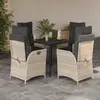 Image de vidaXL Ensemble à manger de jardin et coussins 5 pcs gris clair rotin