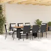 Image de vidaXL Ensemble à manger de jardin 9pcs coussins noir résine tressée