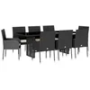 Image de vidaXL Ensemble à manger de jardin 9pcs coussins noir résine tressée