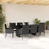 Image de vidaXL Ensemble à manger de jardin 9pcs coussins noir résine tressée