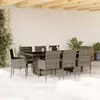 Image de vidaXL Ensemble à manger de jardin 9 pcs coussins gris résine tressée