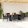 Image de vidaXL Ensemble à manger de jardin coussins 7pcs Noir Résine tressée