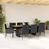 Image de vidaXL Ensemble à manger de jardin 9pcs coussins noir résine tressée