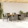 Image de vidaXL Ensemble à manger de jardin et coussins 7 pcs gris rotin