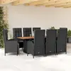 Image de vidaXL Ensemble à manger de jardin 9pcs coussins noir résine tressée