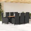 Image de vidaXL Ensemble à manger de jardin 9pcs coussins noir résine tressée
