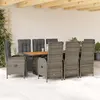 Image de vidaXL Ensemble à manger de jardin 9 pcs coussins gris résine tressée