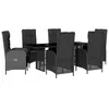 Image de vidaXL Ensemble à manger de jardin coussins 7pcs Noir Résine tressée