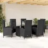 Image de vidaXL Ensemble à manger de jardin coussins 7pcs Noir Résine tressée