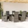 Image de vidaXL Ensemble à manger de jardin et coussins 7 pcs gris rotin