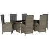 Image de vidaXL Ensemble à manger de jardin et coussins 7 pcs gris rotin