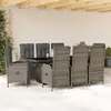 Image de vidaXL Ensemble à manger de jardin 9 pcs coussins gris résine tressée
