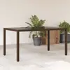 Image de vidaXL Table de jardin avec dessus en verre marron résine tressée