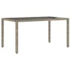 Image de vidaXL Table de jardin avec plateau en verre, table à manger avec cadre en acier, table d'appoint pour terrasse, jardin, table de jardin, table de jardin, en polyrotin gris