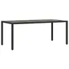 Image de vidaXL Tuintafel met glazen blad 190x90x75 cm poly rattan zwart