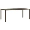 Image de vidaXL Tuintafel met glazen blad 190x90x75 cm poly rattan bruin