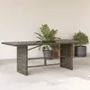 Image de vidaXL Table de jardin avec dessus en verre gris résine tressée