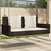 Image de vidaXL Balancelle avec coussins marron 119x56x48 cm résine tressée