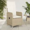 Image de vidaXL Chaise inclinable de jardin avec coussins beige résine tressée