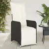 Image de vidaXL Chaise inclinable de jardin avec coussins noir résine tressée