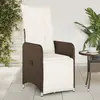 Image de vidaXL Chaise inclinable de jardin avec coussins marron résine tressée